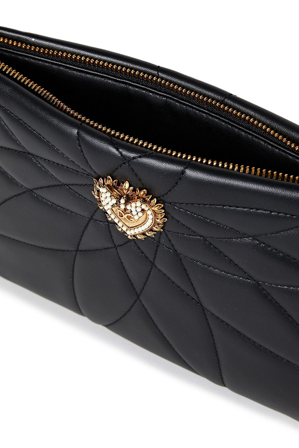 DOLCE&GABBANA Devotion embellished quilted leather pouch
