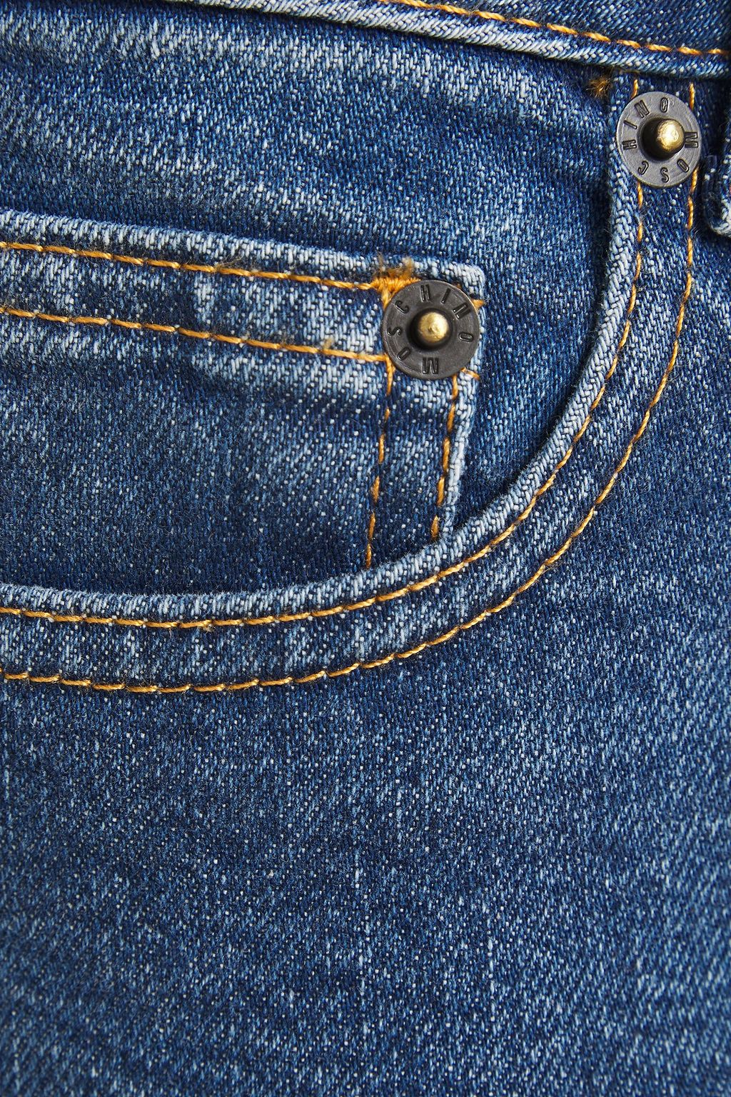 MOSCHINO Embellished high-rise slim-leg jeans