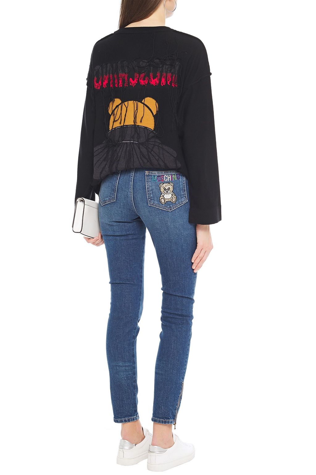 MOSCHINO Embellished high-rise slim-leg jeans