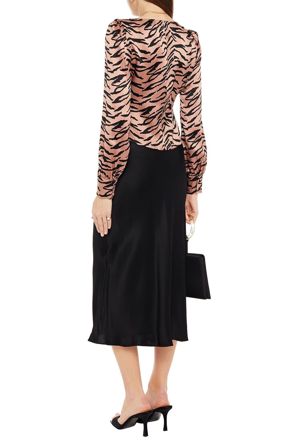 REFORMATION Cadence gathered silk-satin top