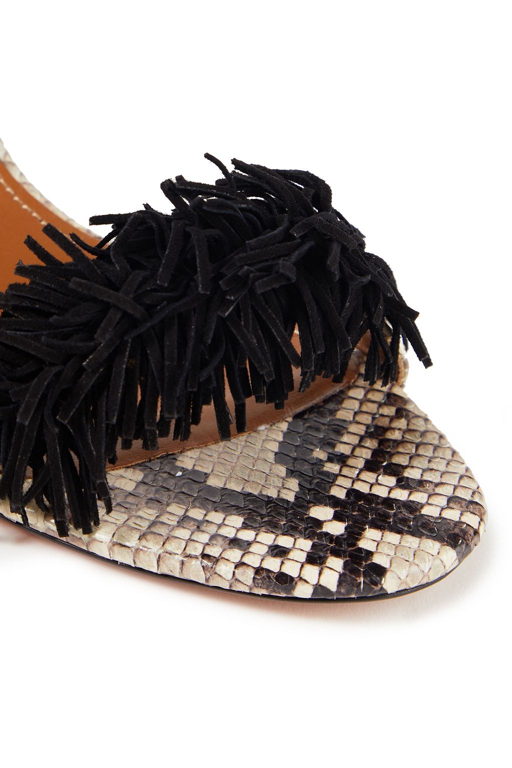 AQUAZZURA Wild Things 50 suede fringed and elaphe sandals
