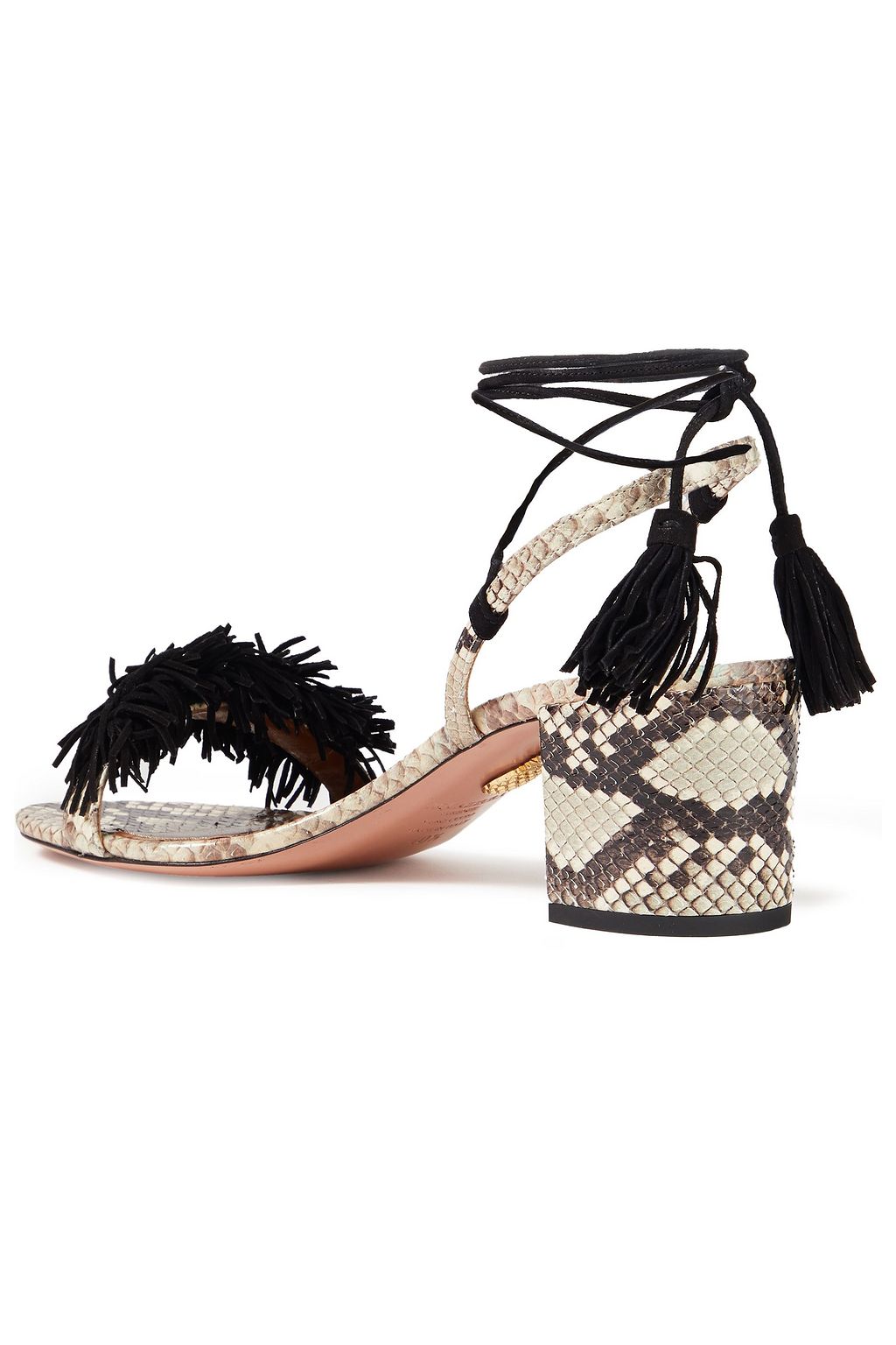 AQUAZZURA Wild Things 50 suede fringed and elaphe sandals