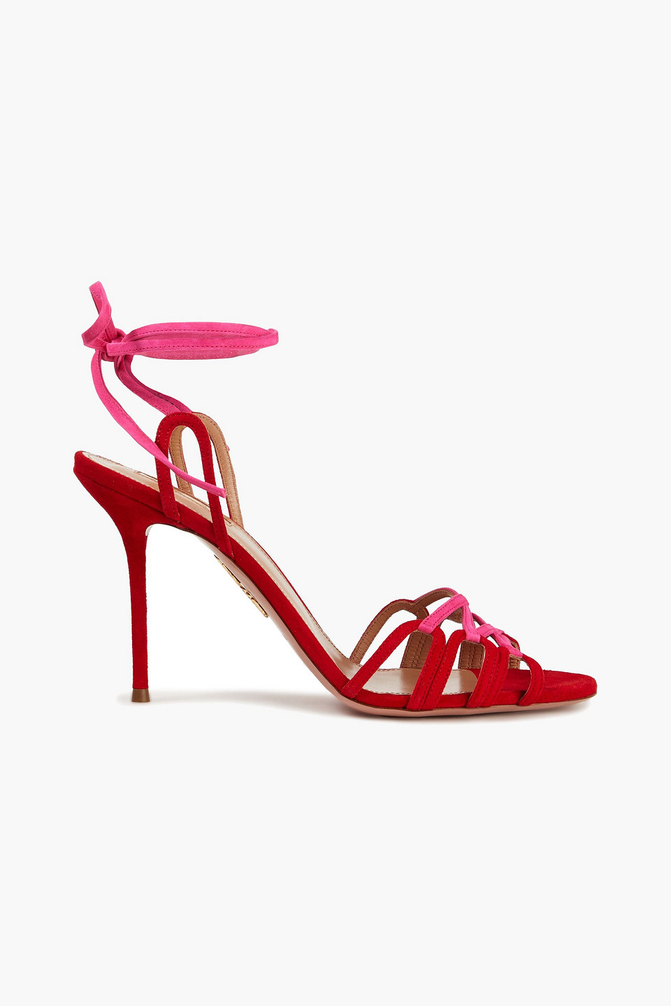 Aquazzura Woman Azur 95 Two-tone Suede Sandals Red Size 35