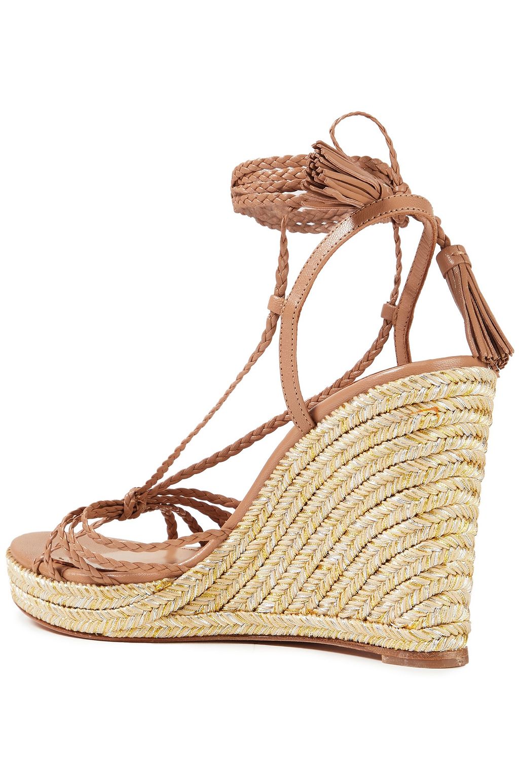 AQUAZZURA Savannah braided leather wedge espadrilles