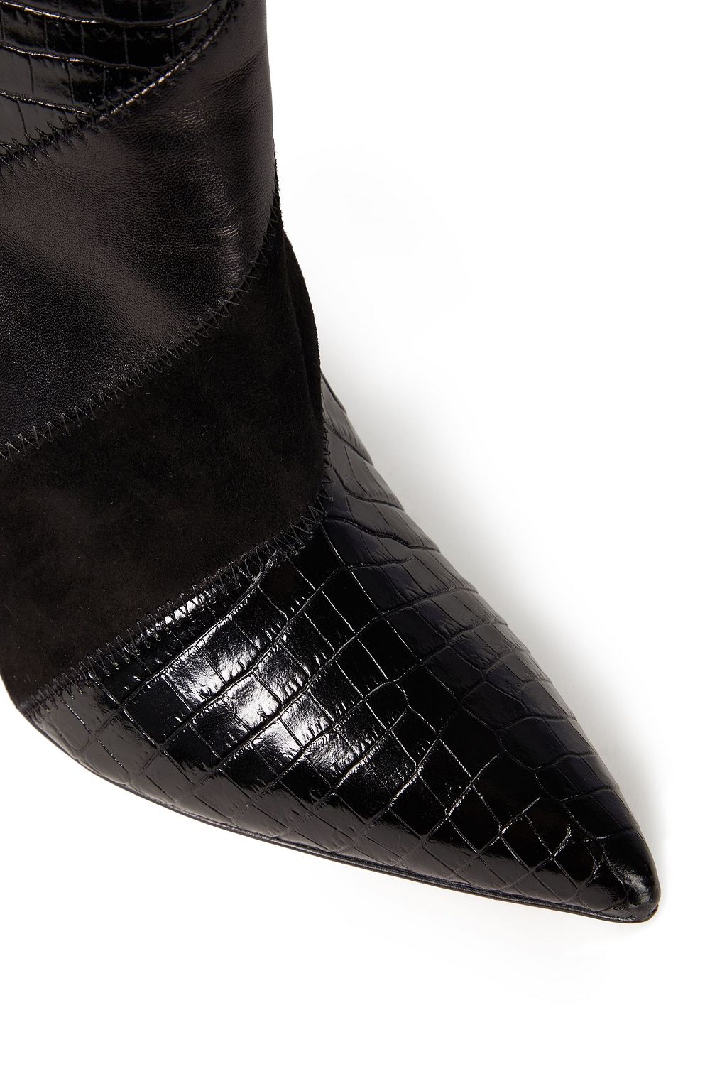 AQUAZZURA Boetti 85 suede, croc-effect and smooth leather knee boots