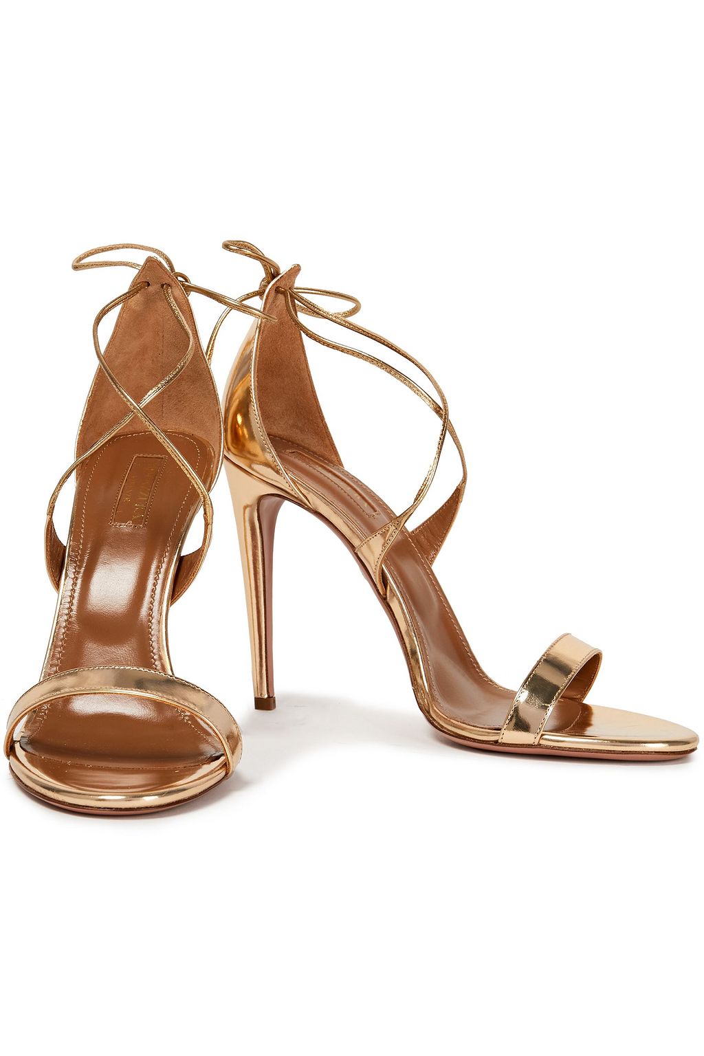 AQUAZZURA Linda 105 mirrored-leather sandals