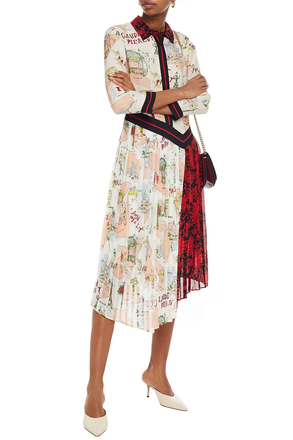 CLAUDIE PIERLOT Rivage pleated printed twill midi dress