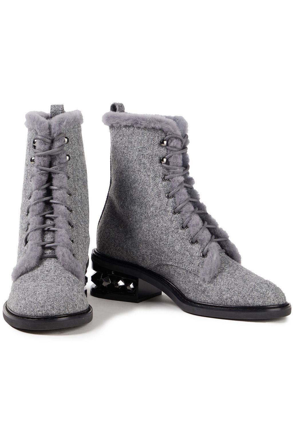 NICHOLAS KIRKWOOD Suzi shearling-lined felt combat boots