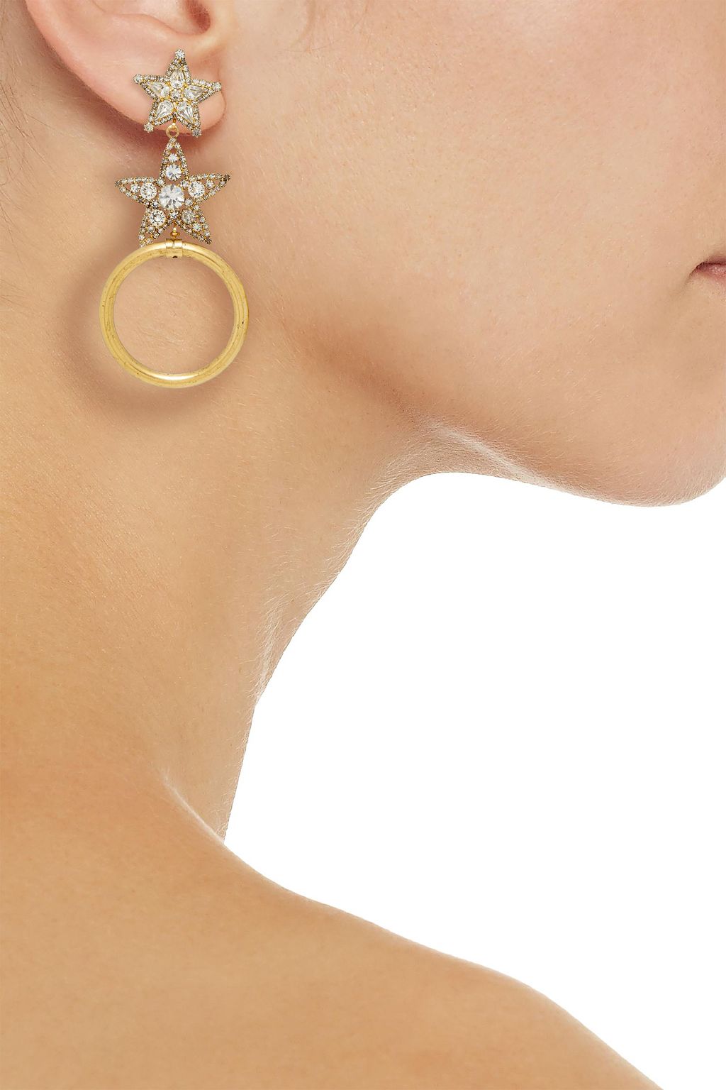 ELIZABETH COLE 24-karat gold-plated Swarovski crystal earrings