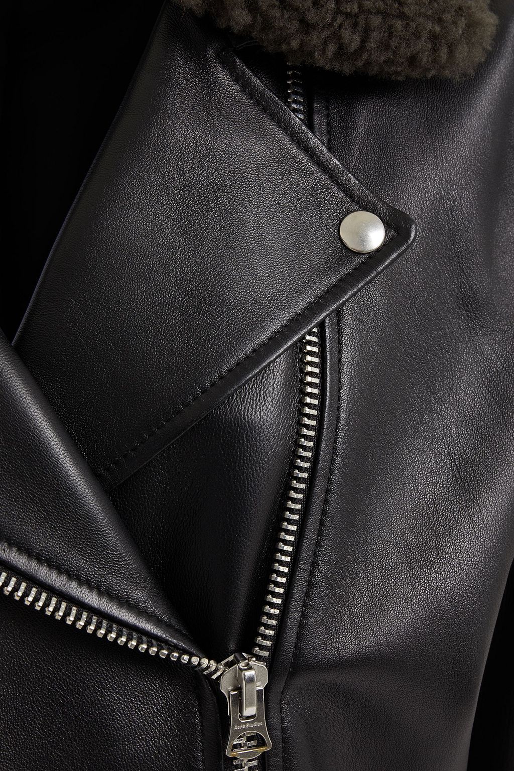 ACNE STUDIOS Shearling-trimmed leather biker jacket