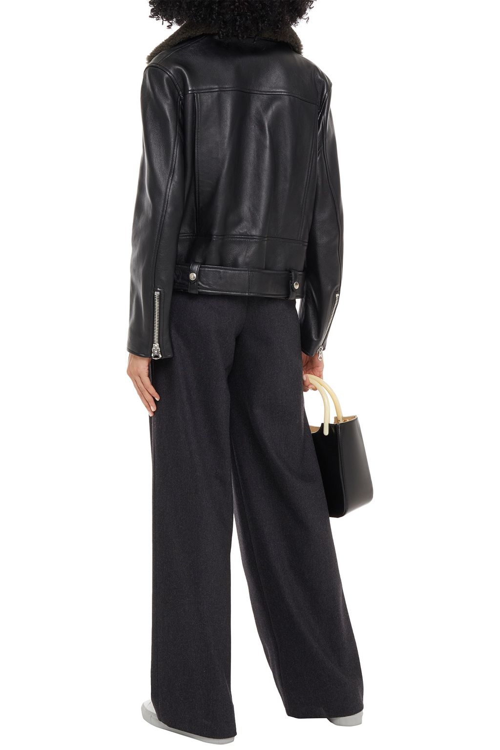 ACNE STUDIOS Shearling-trimmed leather biker jacket