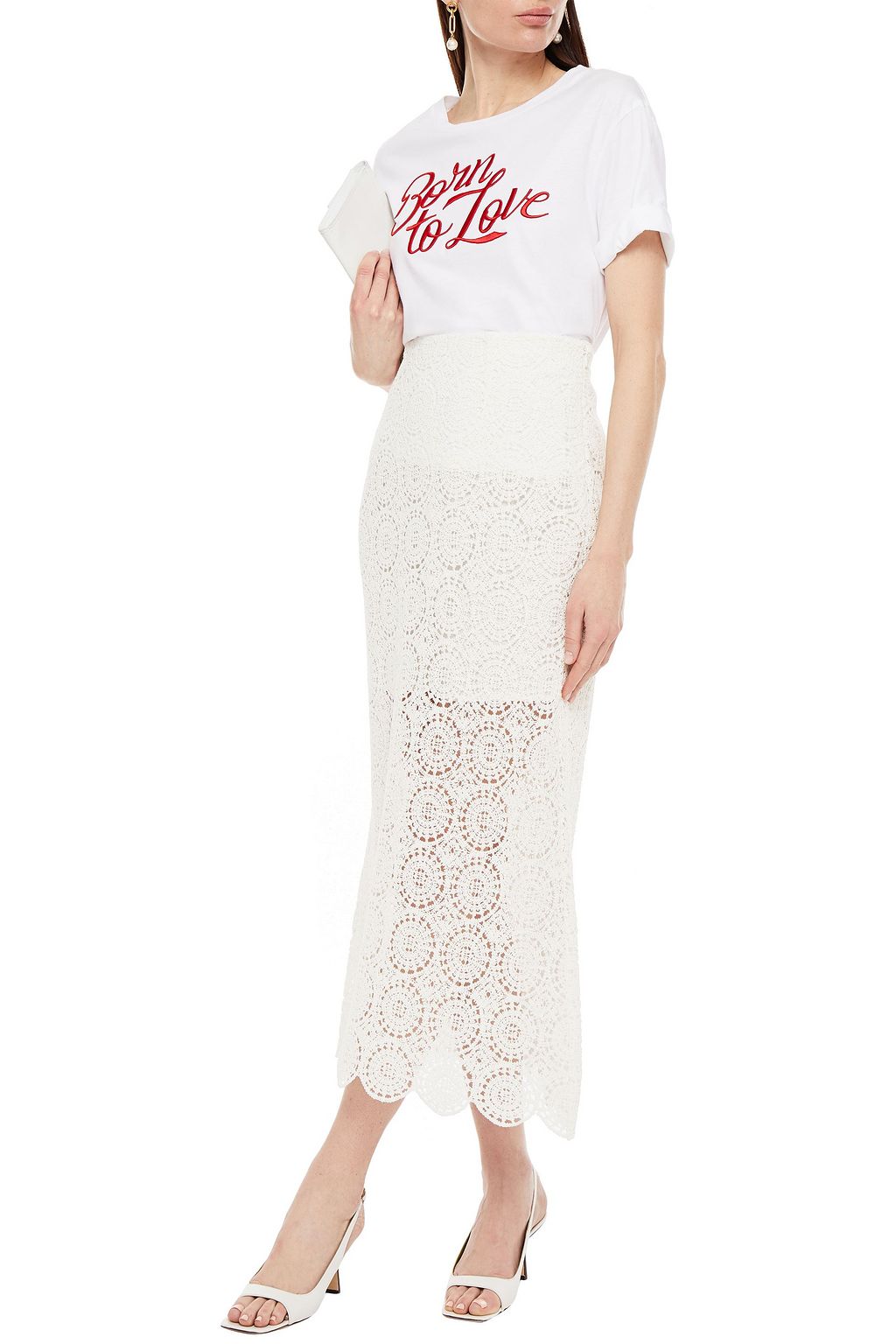 CLAUDIE PIERLOT Crocheted cotton-lace midi skirt