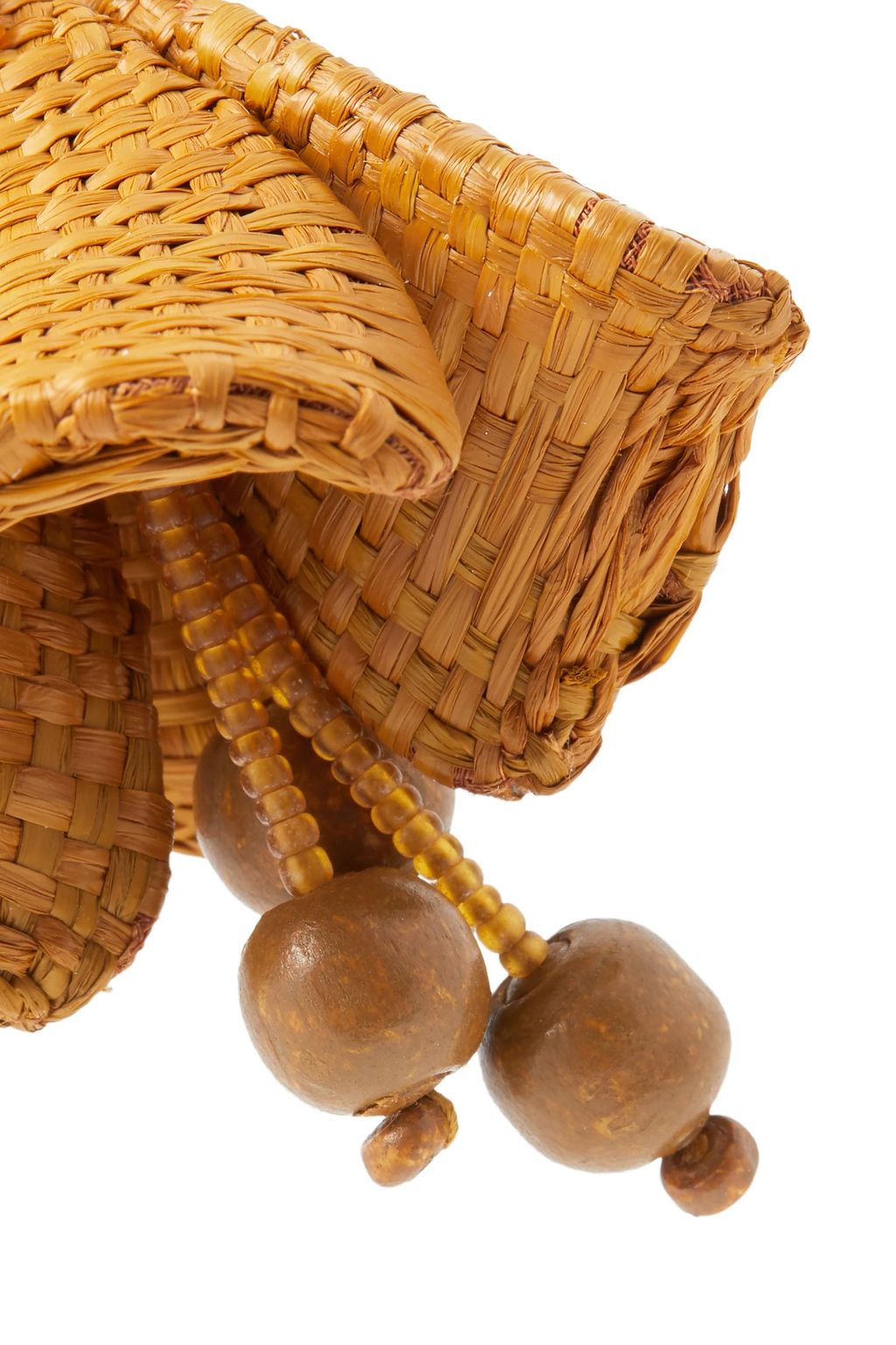 OSCAR DE LA RENTA Gold-tone, faux raffia and bead clip earrings