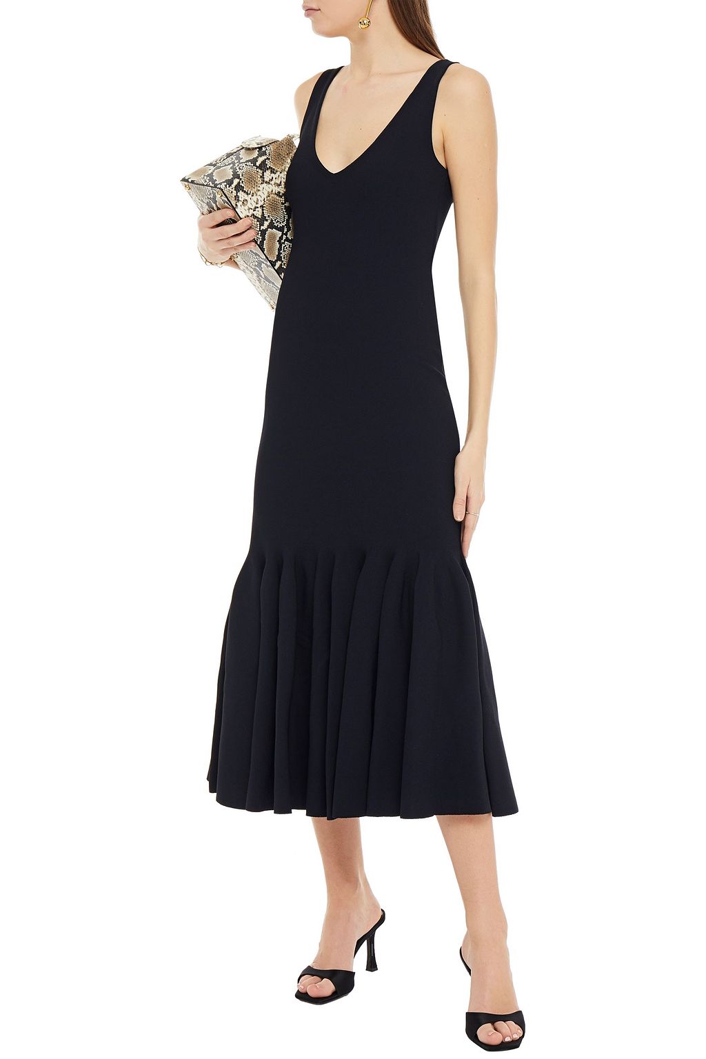 STELLA MCCARTNEY Fluted stretchknit midi dress THE