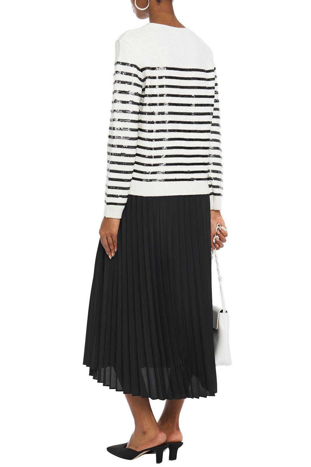 MAJE Sequin-embellished striped knitted sweater