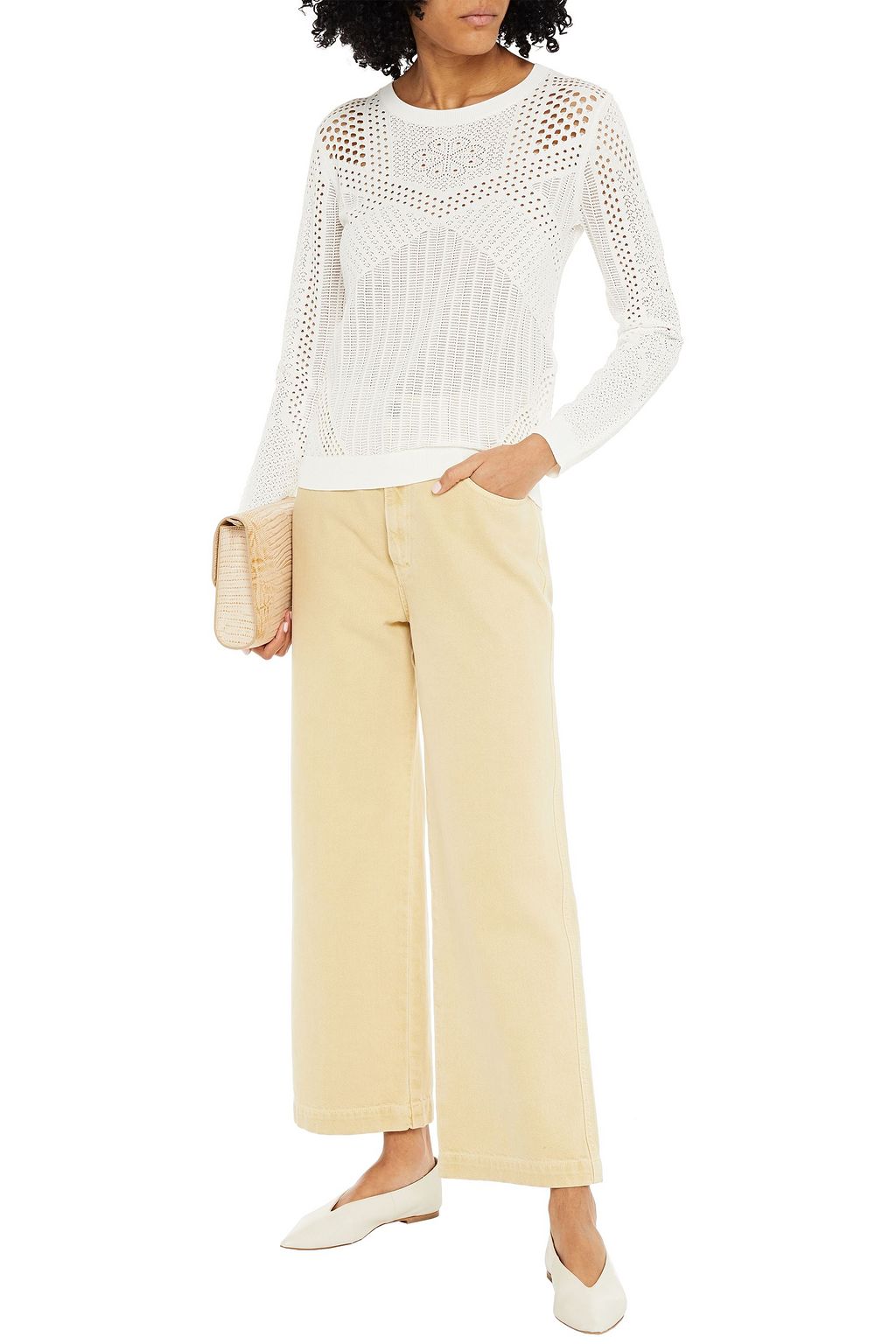 MAJE Pointelle-knit sweater