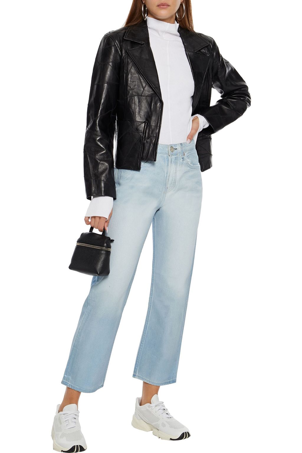 RAG & BONE Maya cropped metallic coated high-rise straight-leg jeans
