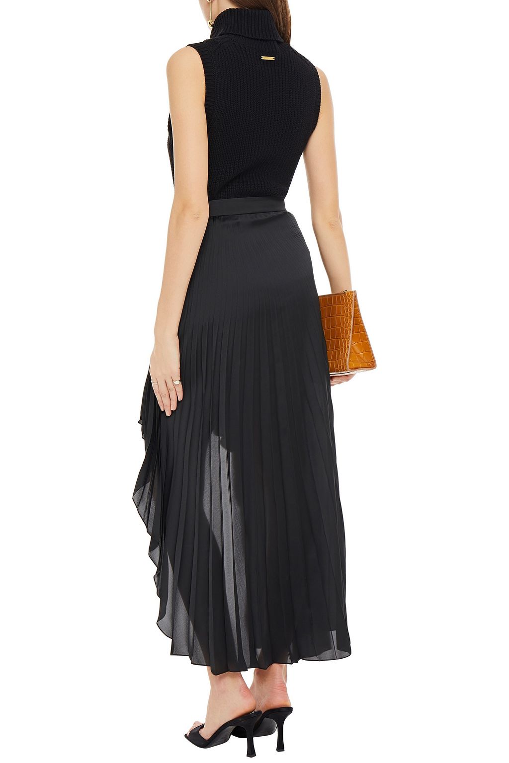 STELLA MCCARTNEY Asymmetric pleated satin skirt