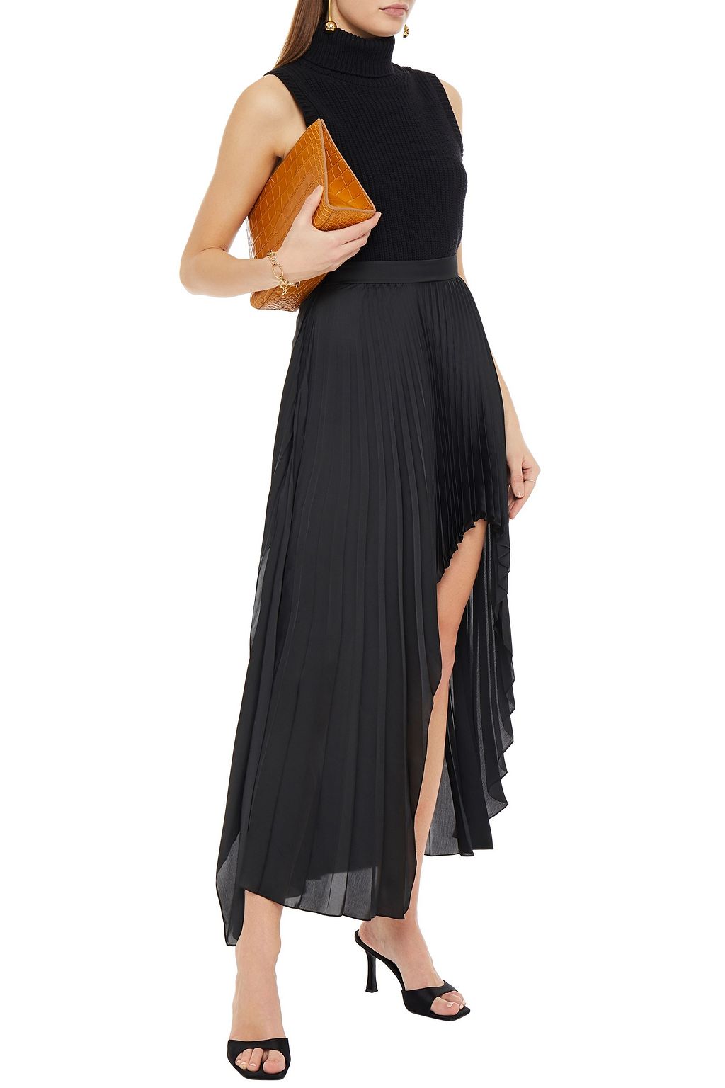 STELLA MCCARTNEY Asymmetric pleated satin skirt