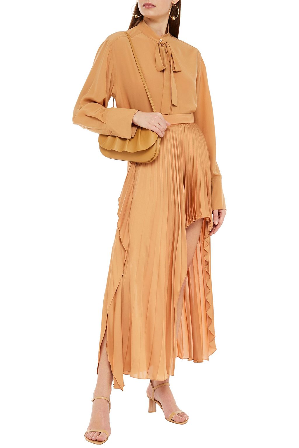 STELLA MCCARTNEY Asymmetric pleated satin skirt