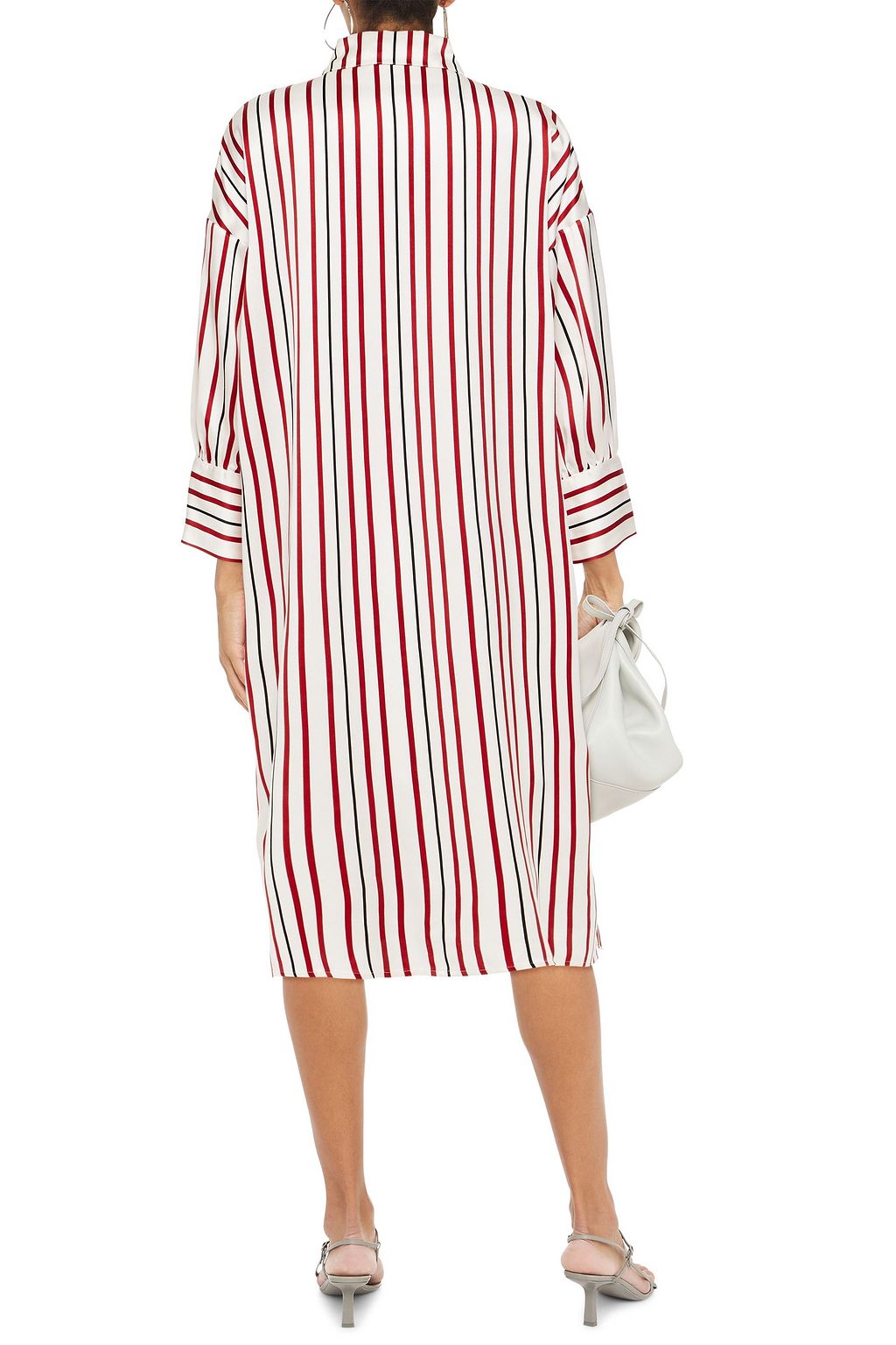 ANINE BING Striped silk-satin midi dress