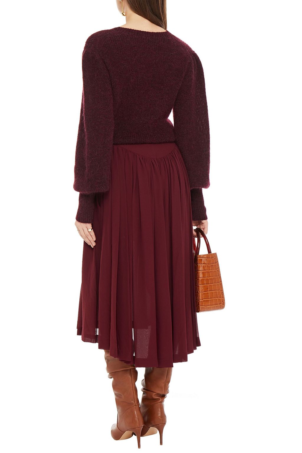 STELLA MCCARTNEY Gathered silk-georgette midi skirt
