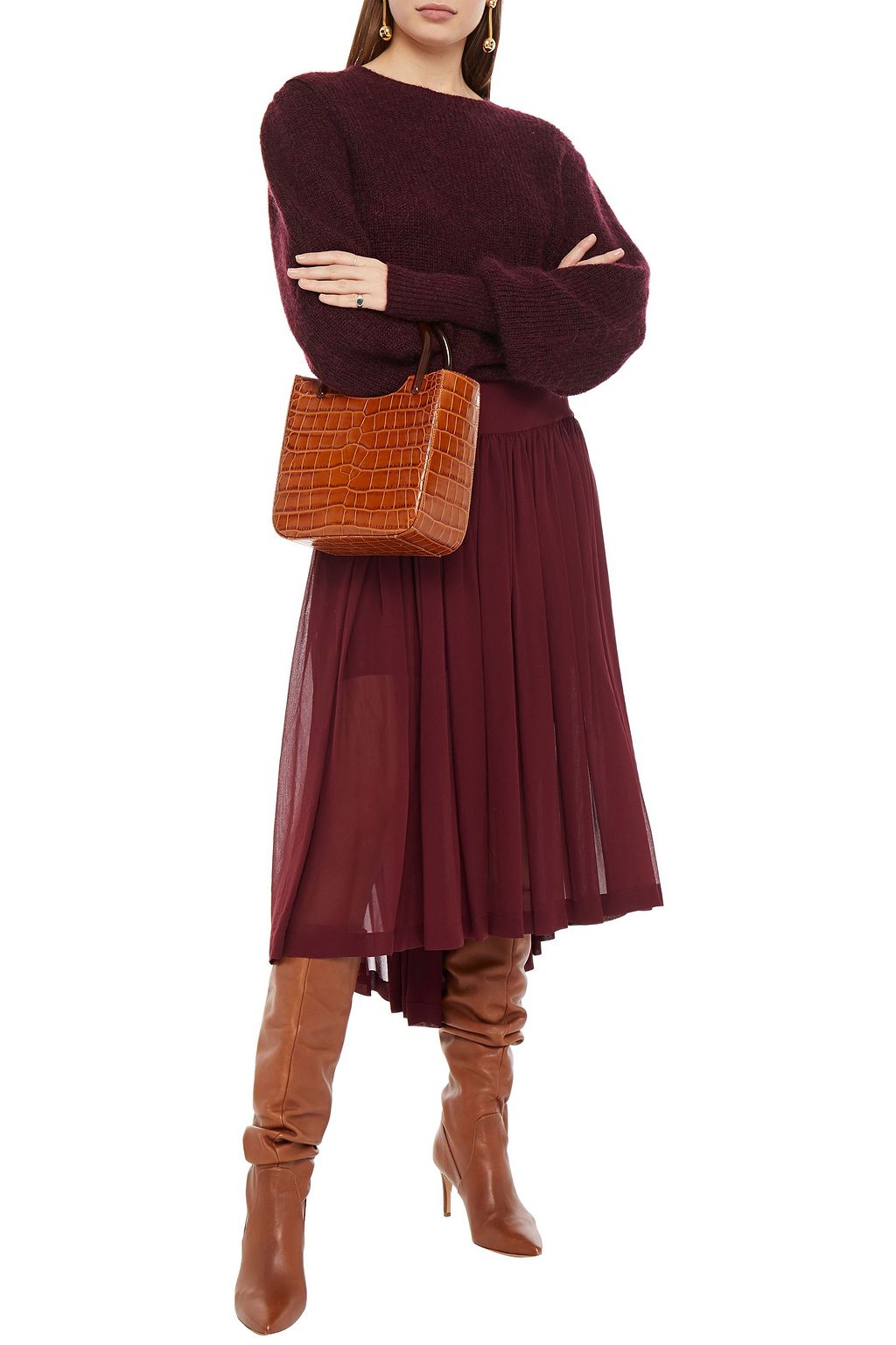 STELLA MCCARTNEY Gathered silk-georgette midi skirt