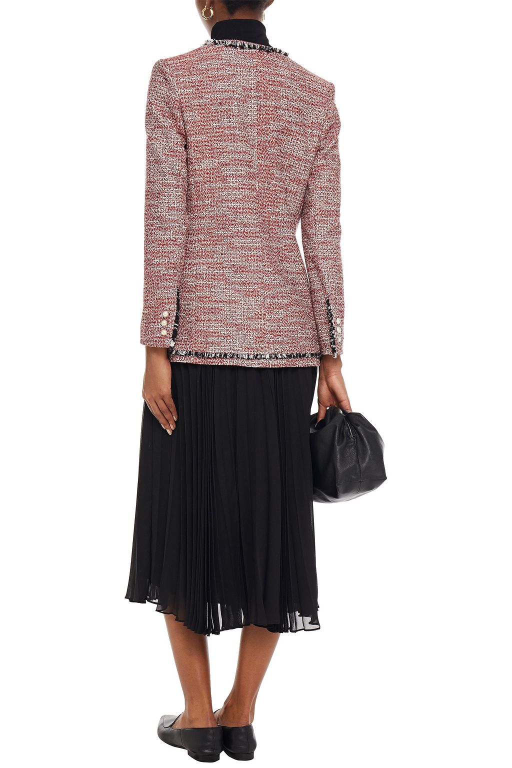CLAUDIE PIERLOT Double-breasted frayed cotton-blend tweed jacket