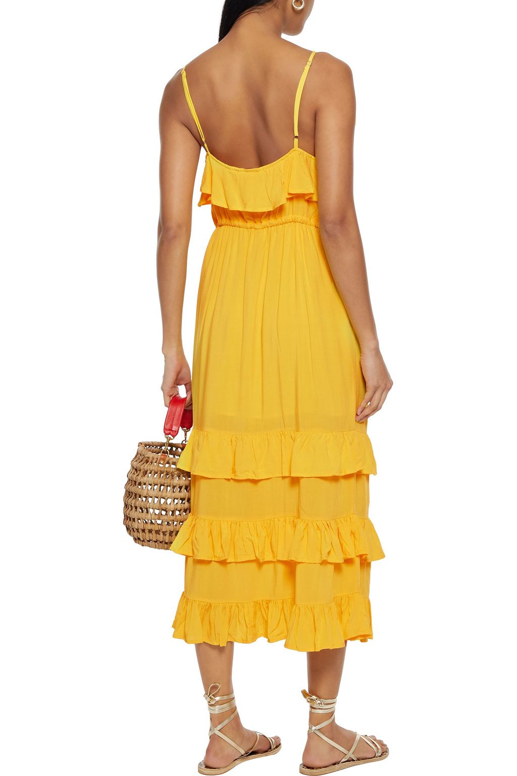 MELISSA ODABASH Bethan tiered ruffled crepe de chine midi dress