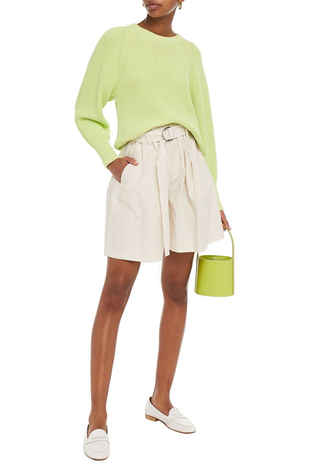 CLAUDIE PIERLOT Pleated cotton-poplin shorts
