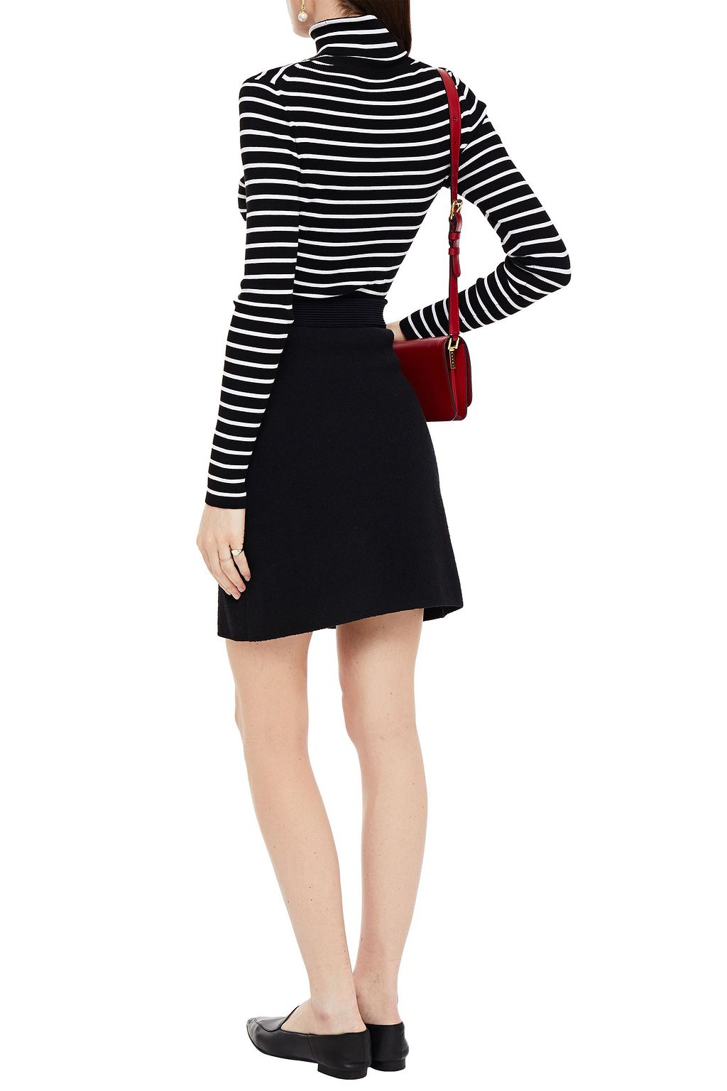 CLAUDIE PIERLOT Button-embellished brushed stretch-knit mini skirt