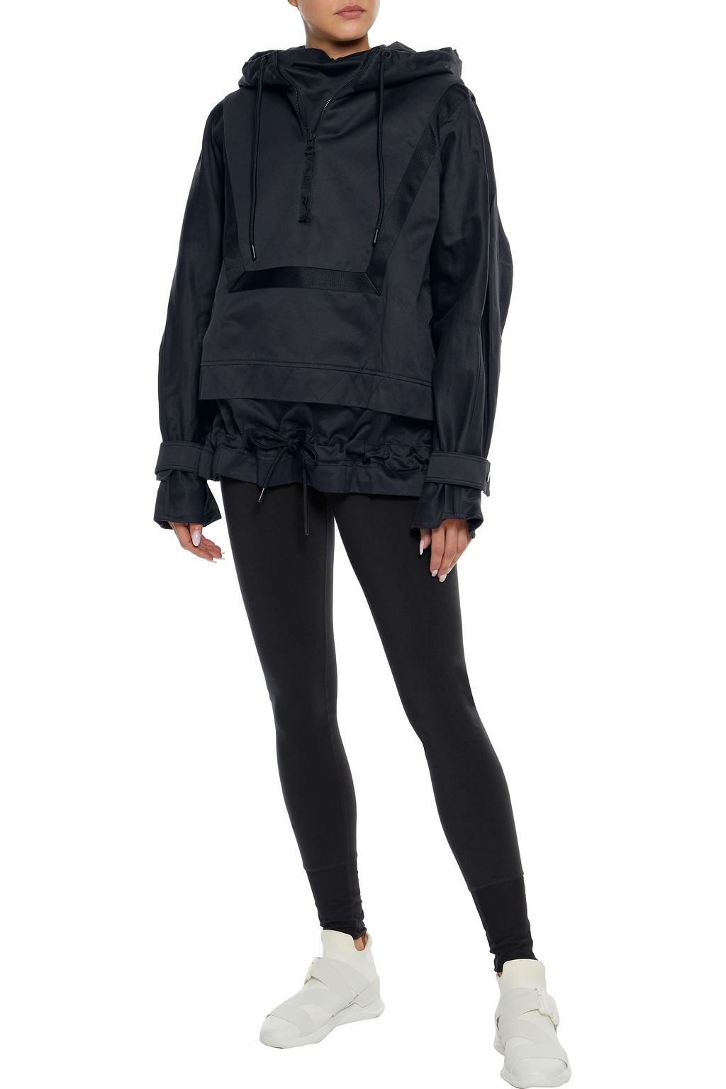 REEBOK X VICTORIA BECKHAM Grosgrain-trimmed cotton-twill hooded jacket