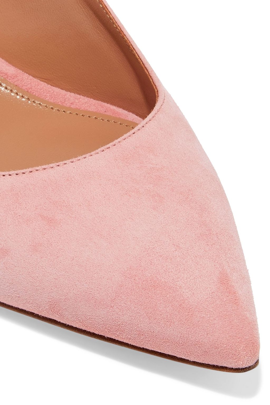 AQUAZZURA Love Story 45 faux pearl-embellished suede slingback pumps
