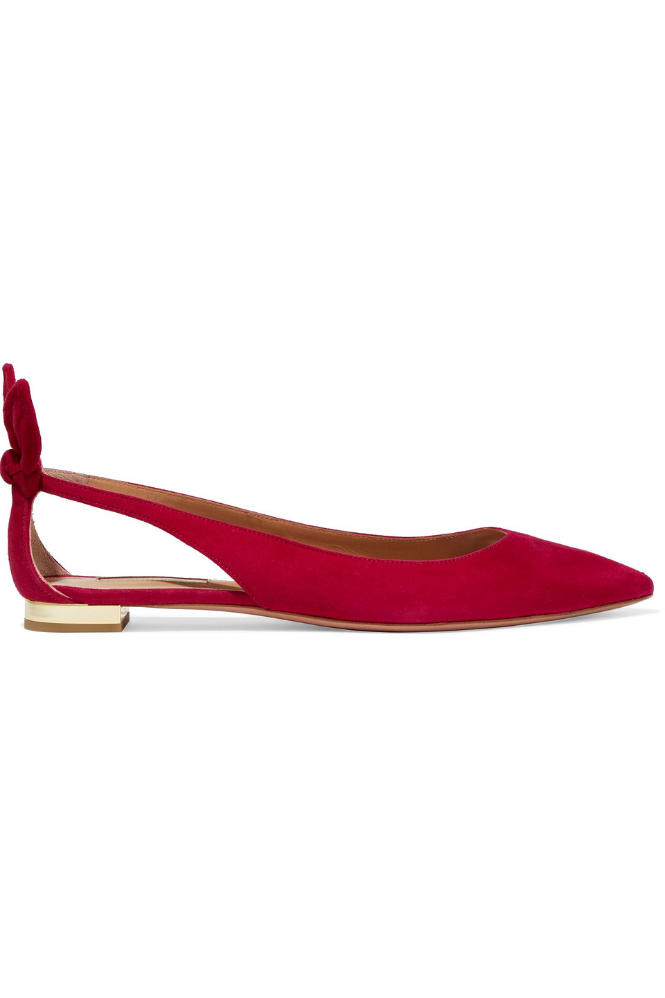 Aquazzura Woman Deneuve Suede Point-toe Flats Fuchsia Size 34