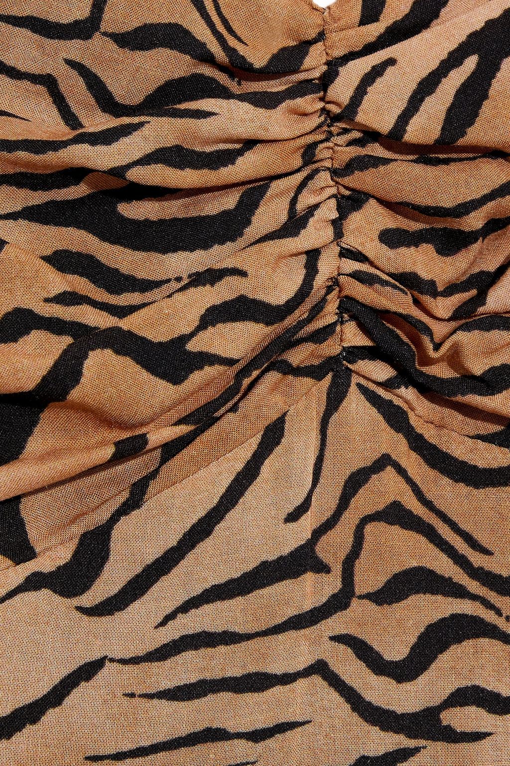 VIX PAULA HERMANNY Ava Cami ruched tiger-print voile maxi dress