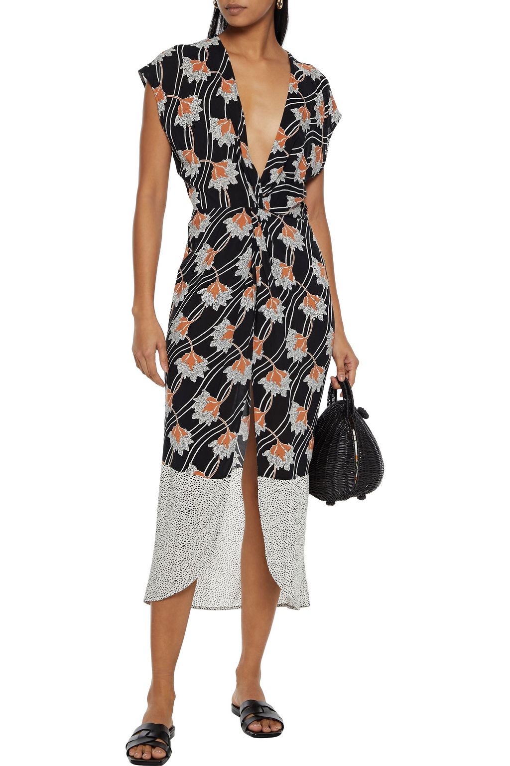 VIX PAULA HERMANNY Margot Celina wrap-effect paneled printed voile kaftan