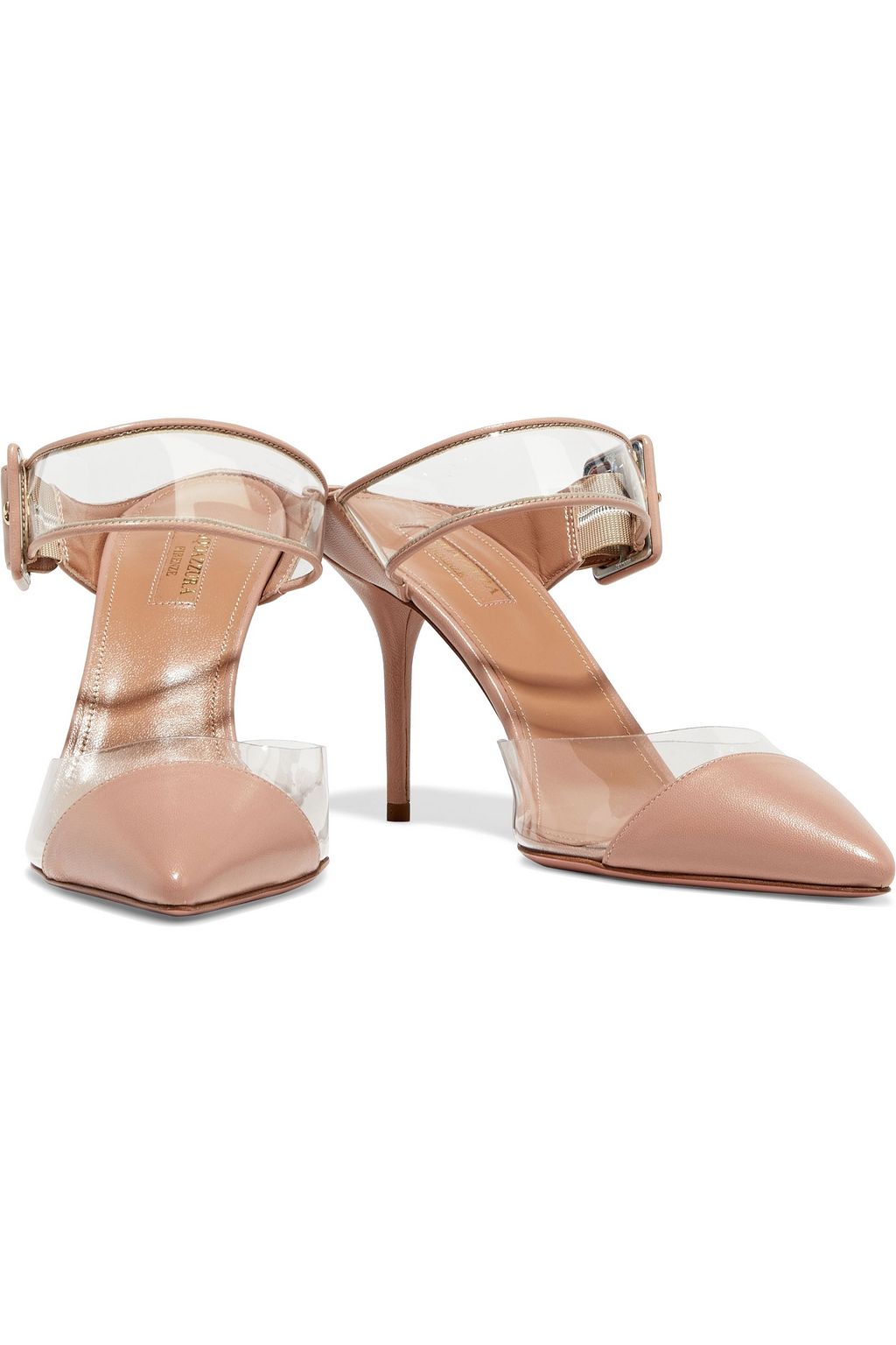 AQUAZZURA Optic 85 PVC and leather mules