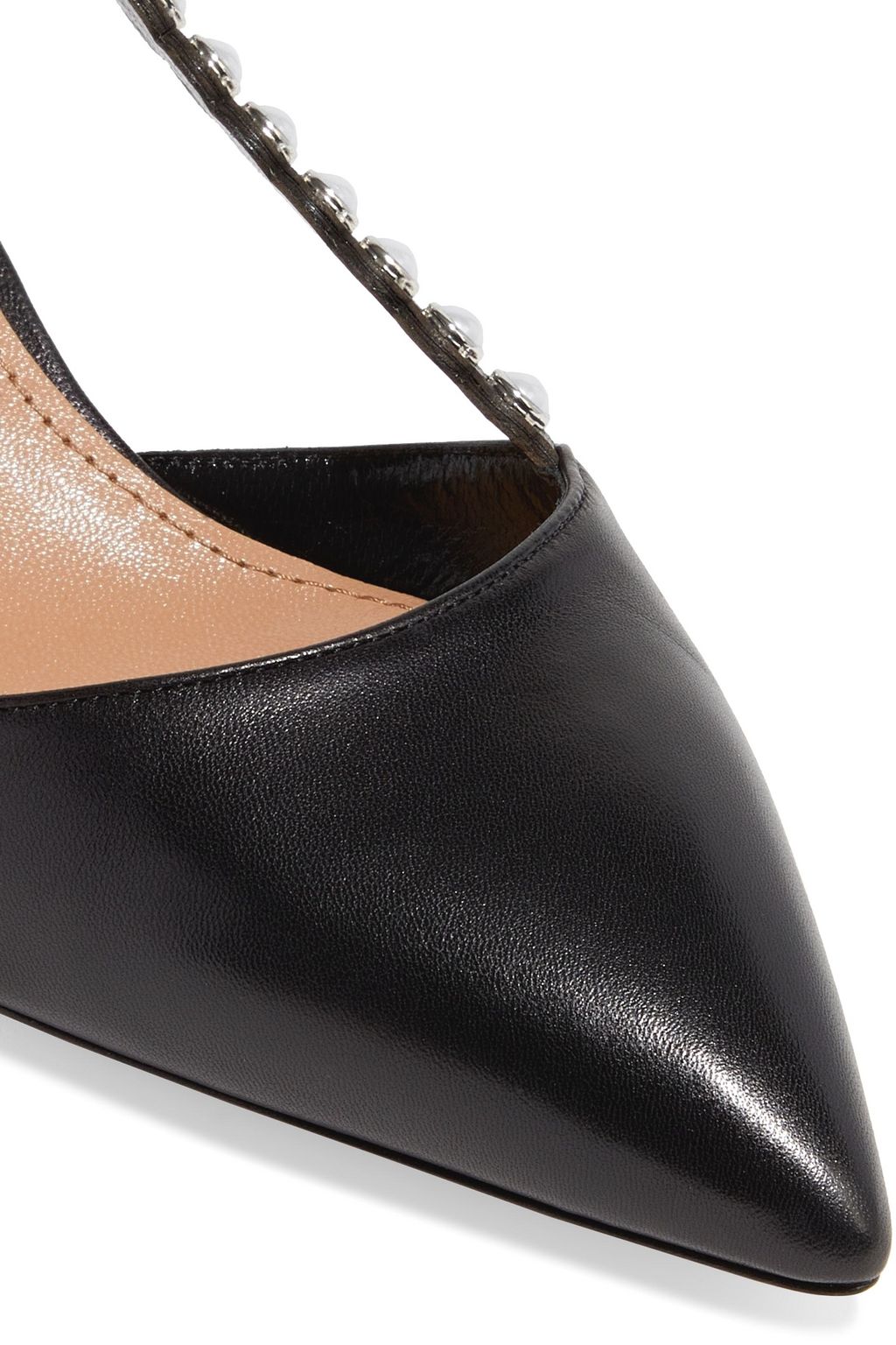 AQUAZZURA Pearl 45 embellished leather slingback pumps