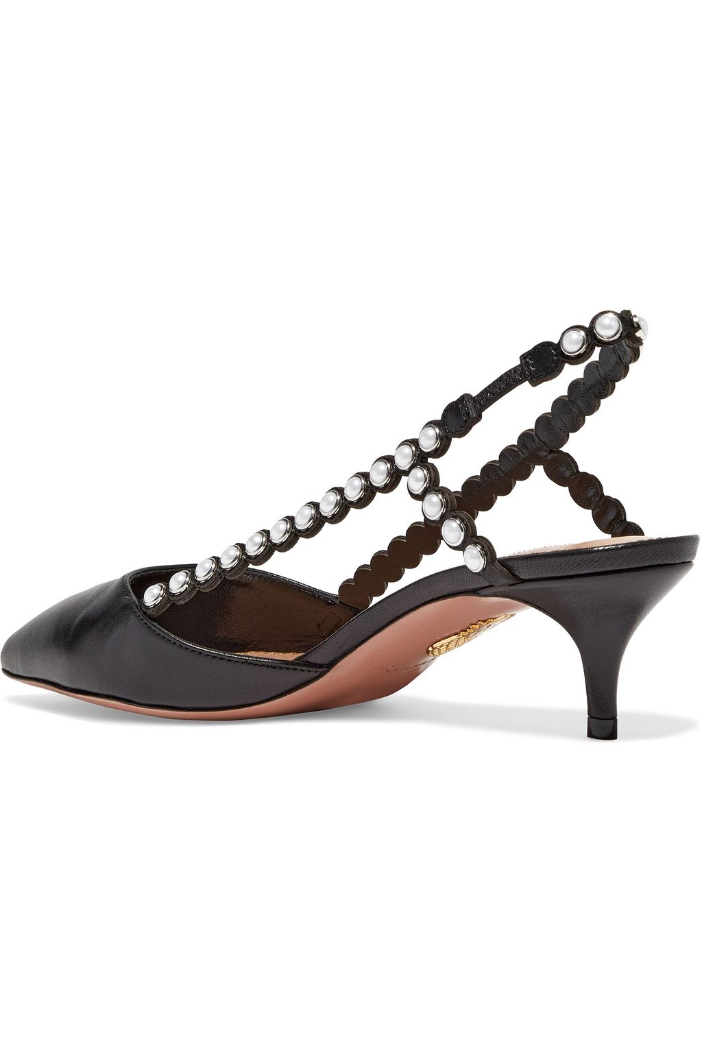 AQUAZZURA Pearl 45 embellished leather slingback pumps
