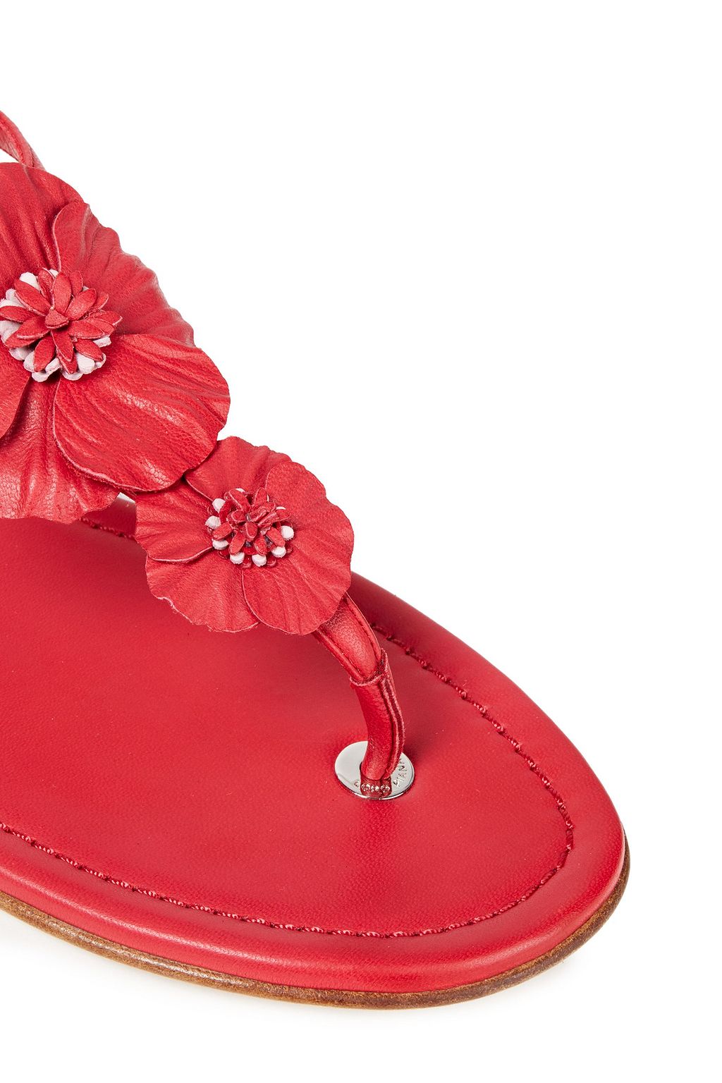 LORO PIANA Floral-appliquéd leather sandals