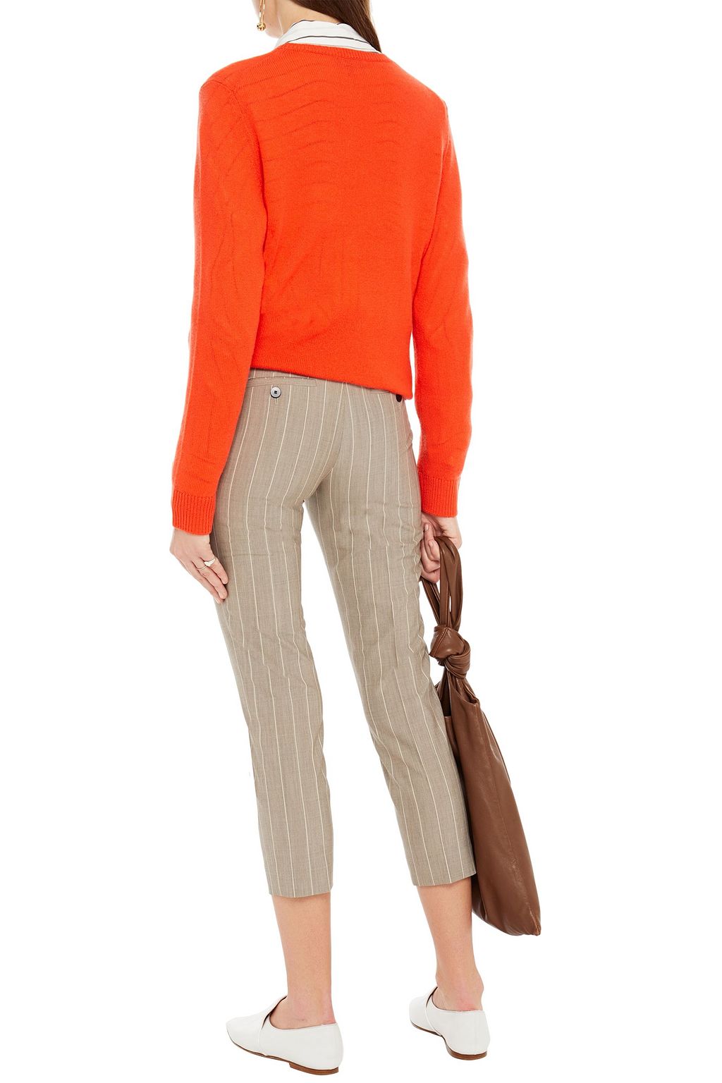 THEORY Cropped pinstriped wool-blend tapered pants