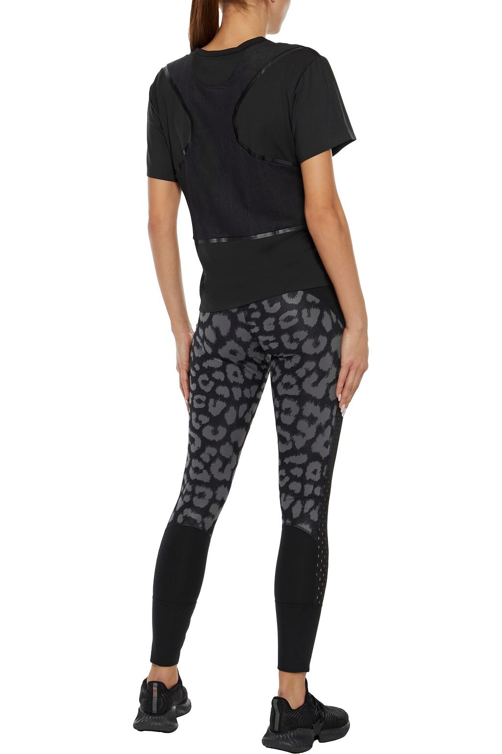ADIDAS BY STELLA MCCARTNEY Mesh-paneled printed jersey T-shirt