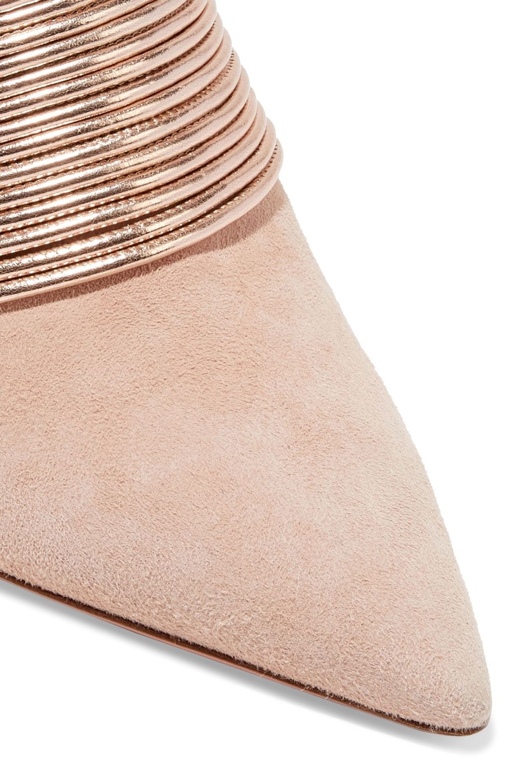 AQUAZZURA Rendez Vous 75 suede and metallic faux leather mules