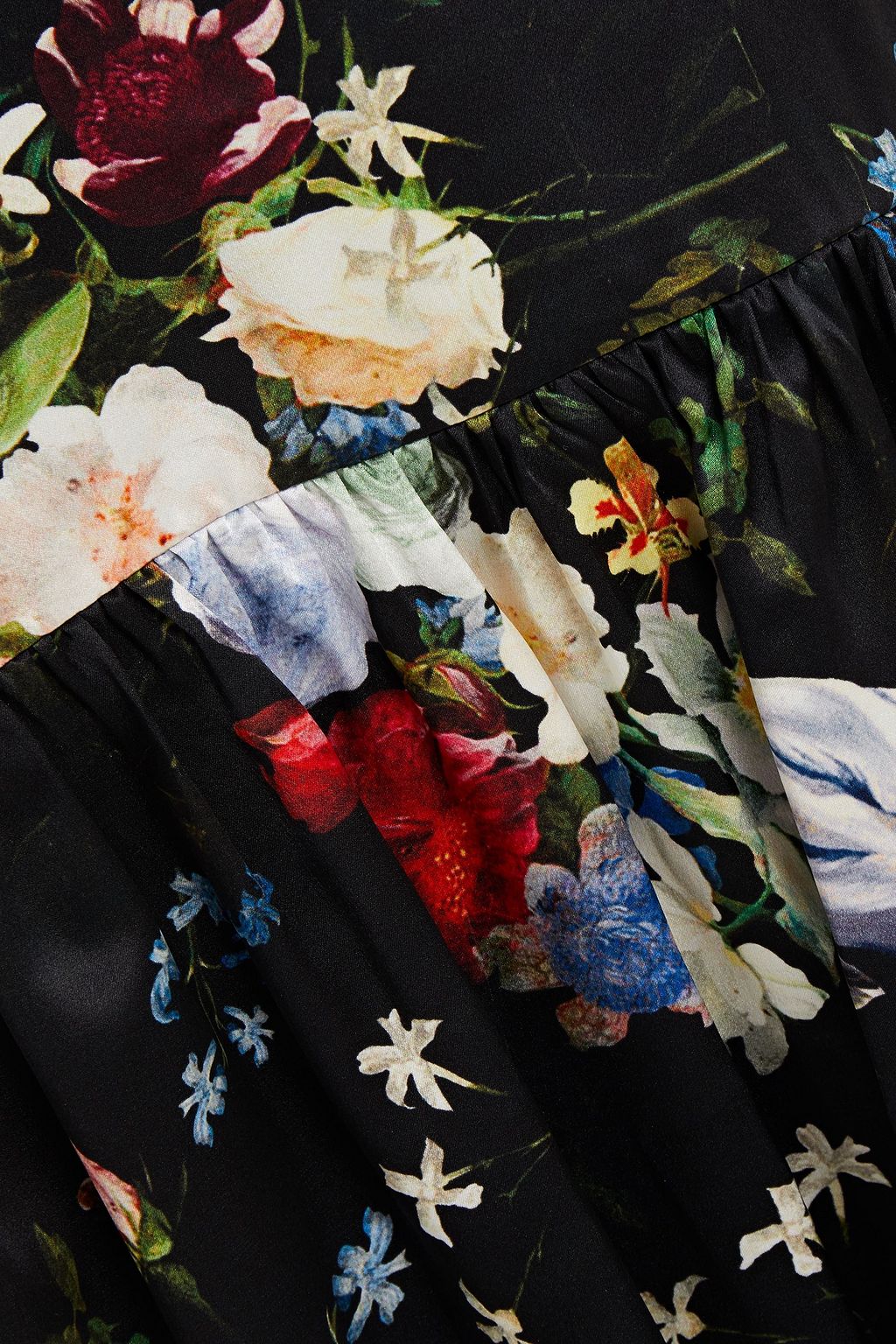 ERDEM Emmie gathered floral-print silk-satin mini dress