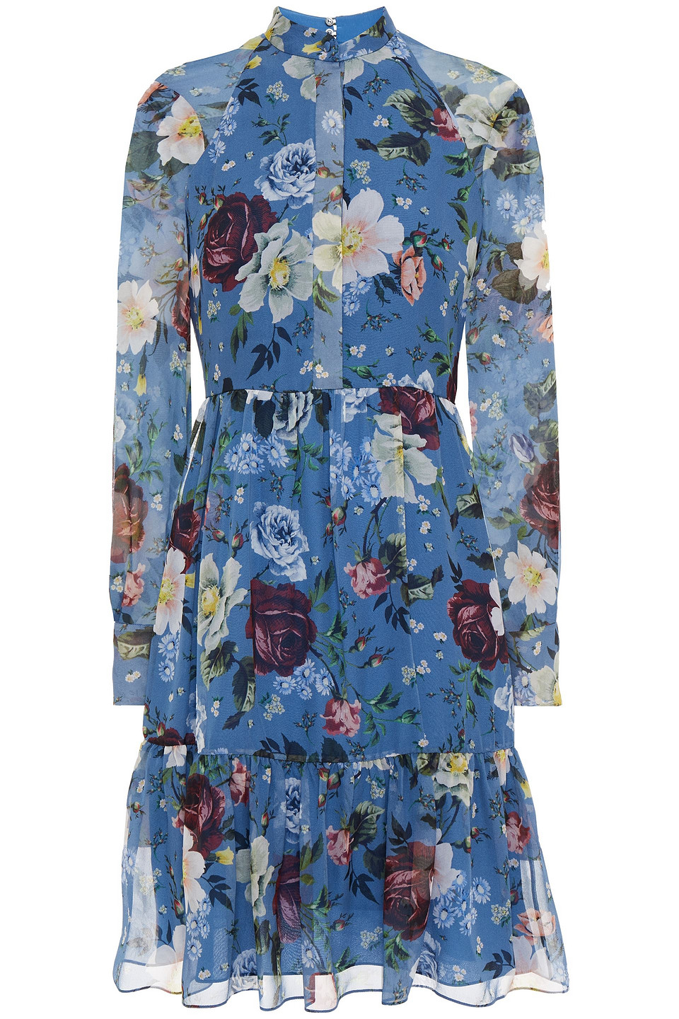 Erdem Woman Devika Gathered Floral-print Silk-chiffon Dress Blue Size 6