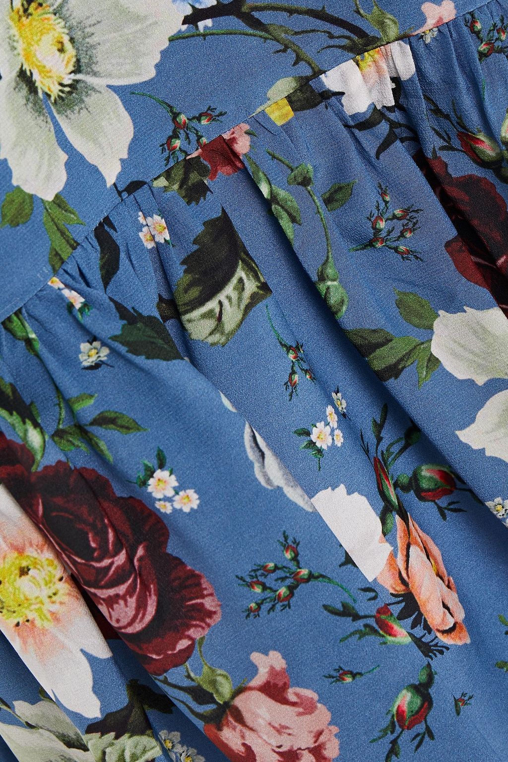 ERDEM Emmie gathered floral-print silk crepe de chine mini dress