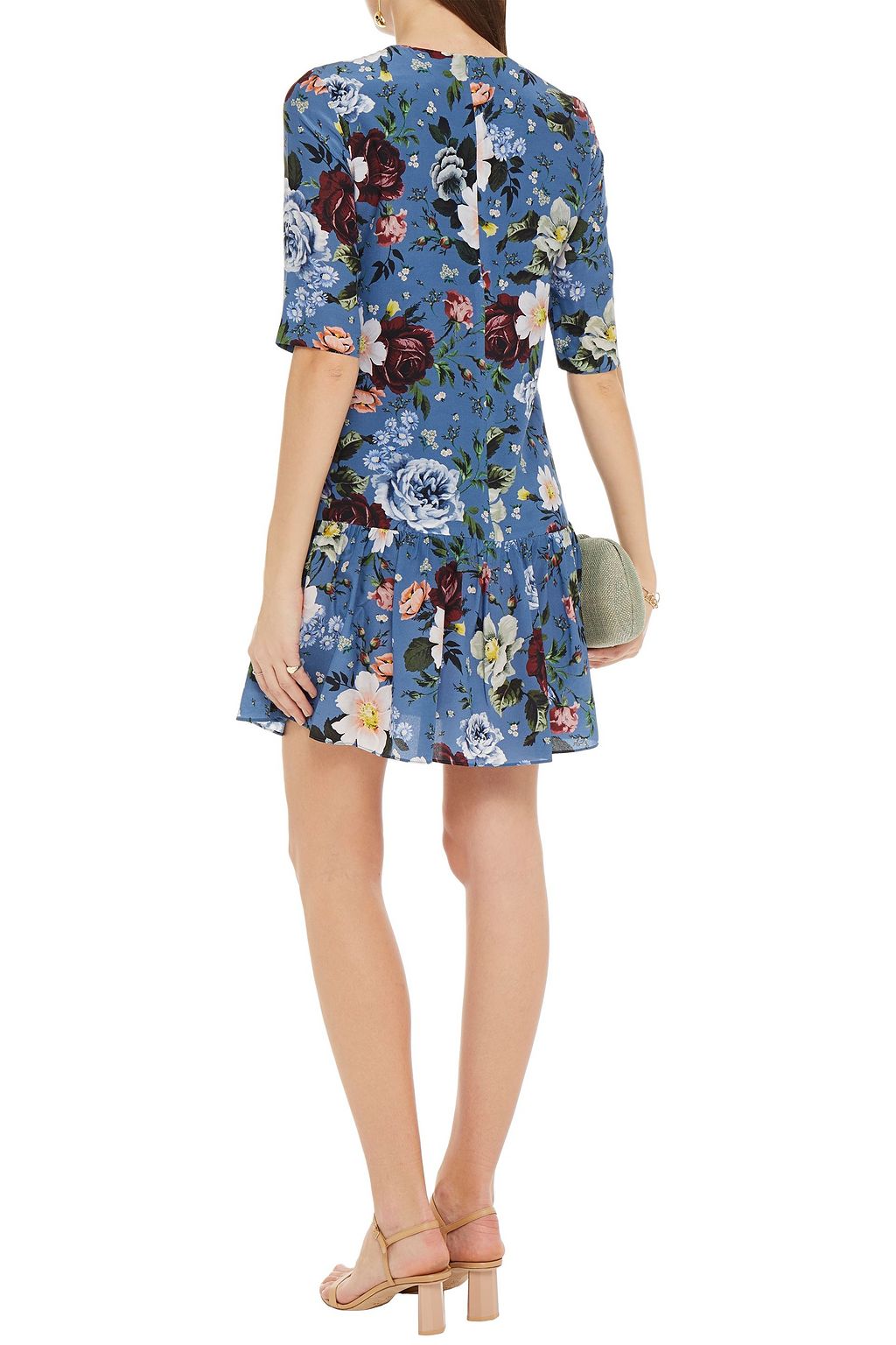 ERDEM Emmie gathered floral-print silk crepe de chine mini dress