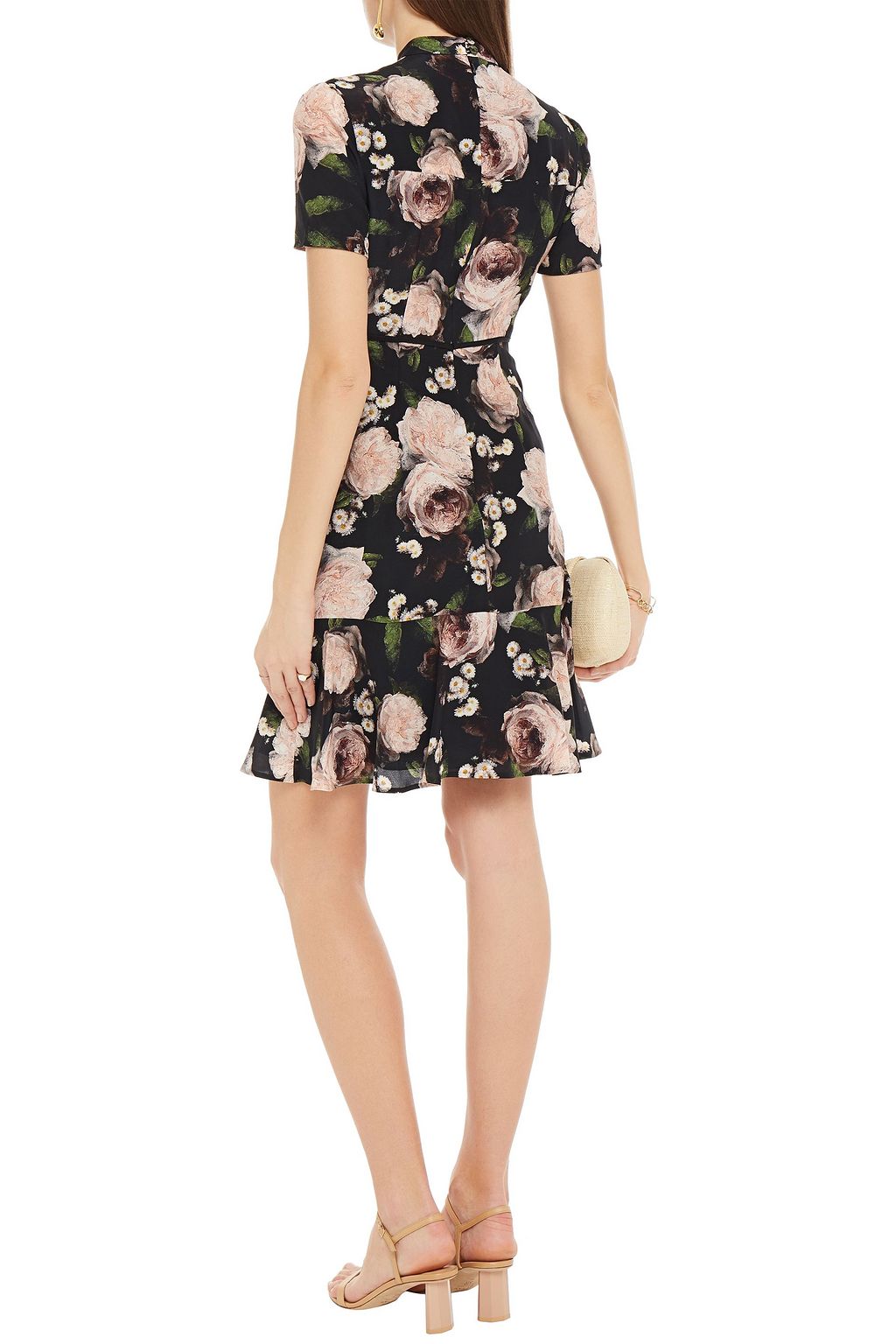 ERDEM Anne bow-detailed floral-print silk crepe de chine mini dress