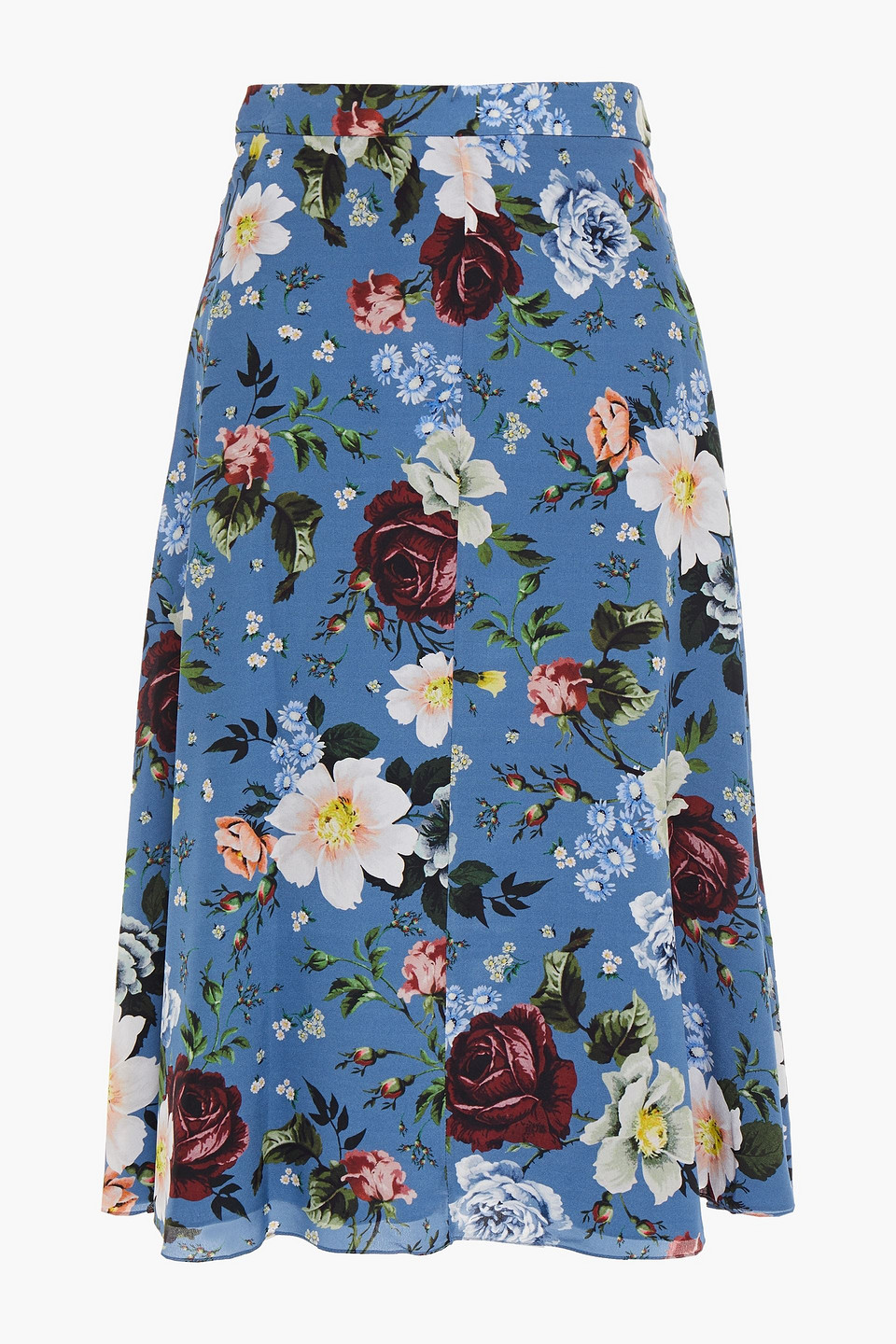 Erdem Woman Maury Floral-print Silk Crepe De Chine Skirt Blue Size 14