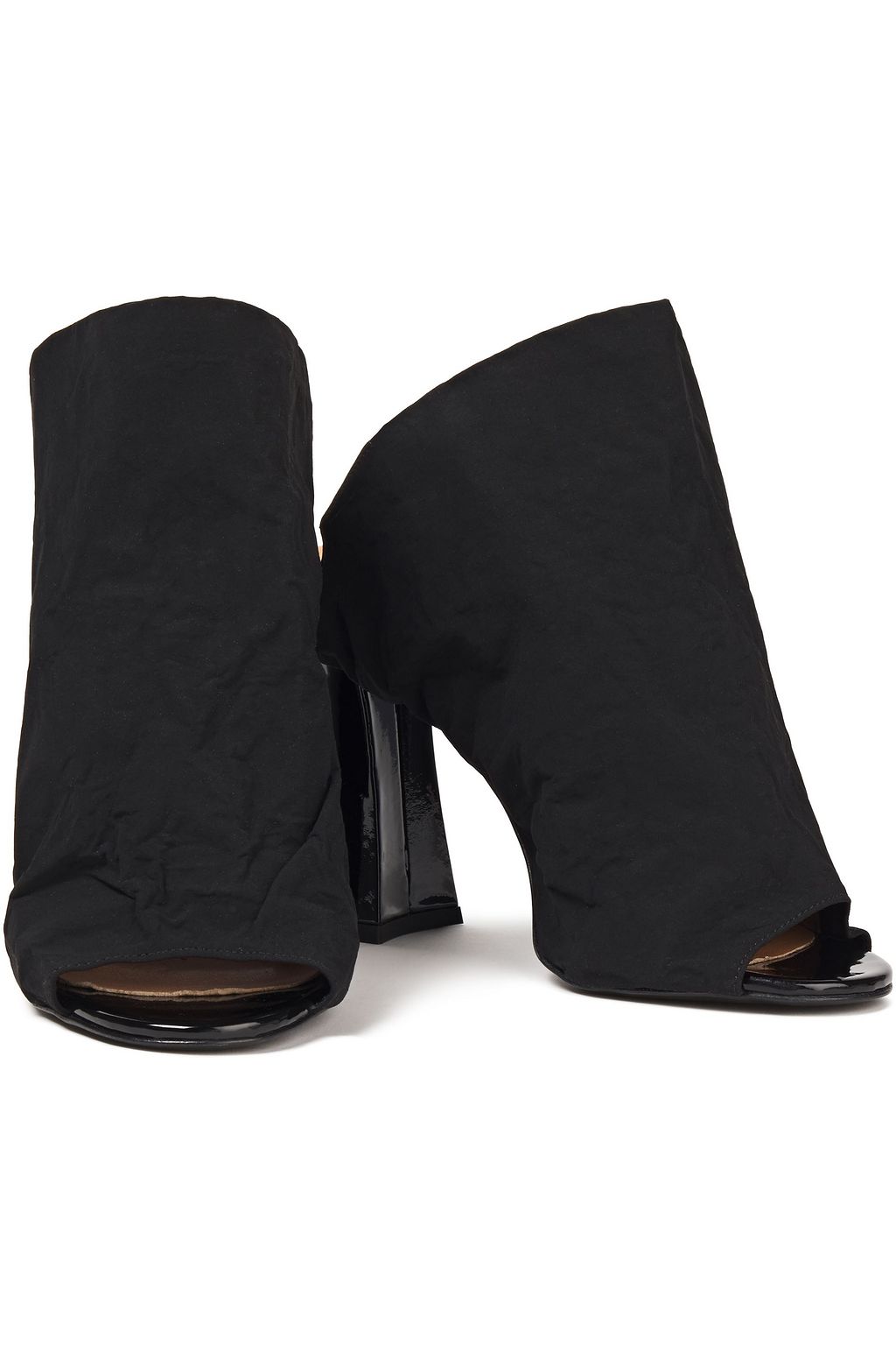 ACNE STUDIOS Lamia patent leather-trimmed woven slingback sandals